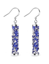 Fashion Blue Silver Cylindrical Geometric Alloy Stud Earrings