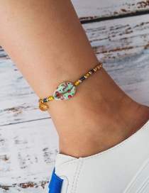 Fashion Green Beaded Alloy Shell Hit Color Anklet