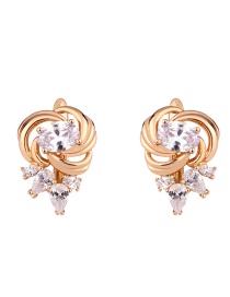 Fashion Golden Diamond Flower Cutout Earrings