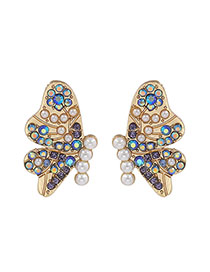 Fashion Blue Butterfly Pierced Earrings