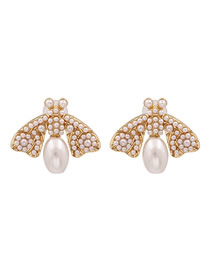 Fashion Pearl Moth Pearl Alloy Diamond Earrings