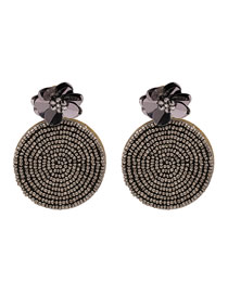 Fashion Silvery Handmade Beads For Weaving Flowers With Geometric Round Earrings