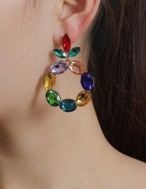 Fashion Mixed Color Diamond Shaped Ear Earrings
