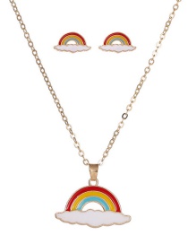 Fashion Colour Alloy Drip Oil Rainbow Necklace Suit