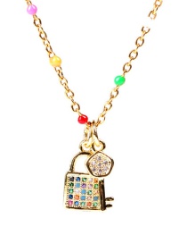 Fashion Golden Diamond Lock Key Pendant Necklace