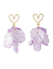 Fashion Love Crack Petals Purple  Silver Needle Flower Earrings