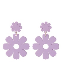Fashion Hollow Purple Flowers  Silver Needle Flower Earrings