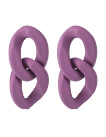 Fashion Chain Purple  Silver Needle Flower Earrings