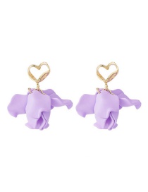 Fashion Love Petals Purple  Silver Needle Flower Earrings