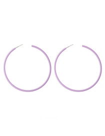 Fashion Large C Shaped Tube Purple  Silver Needle Flower Earrings