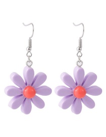 Fashion Purple Flowers  Silver Needle Flower Earrings