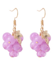 Fashion Grape Purple  Silver Needle Flower Earrings