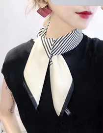 Fashion White Striped Printed Silk Scarves Small Scarves Versatile Uses
