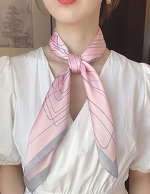 Fashion Pink Geometric Printing Silk Imitation Scarf Multi Functional Use Of Small Scarves