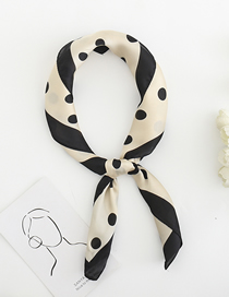 Fashion Beige Dot Printing Silk Imitation Scarf Small Scarf Multi-purpose Use