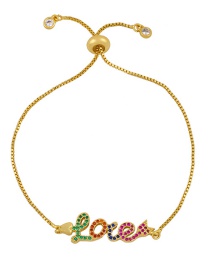 Fashion Love Gold Love Adjustable Diamond Rainbow Bracelet
