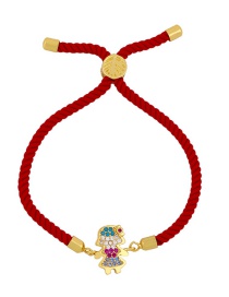 Fashion Red Rope Girl Copper Inlaid Zircons Cartoon Character Bracelet