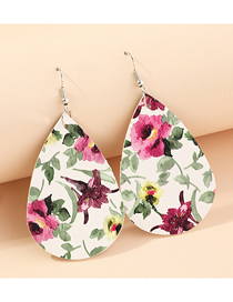 Fashion Flower Litchi Print Water Drop Pu Leather Sunflower Flower Butterfly Earrings