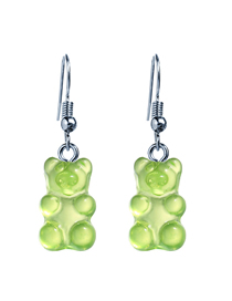 Fashion Green Transparent Resin Alloy Bear Earrings