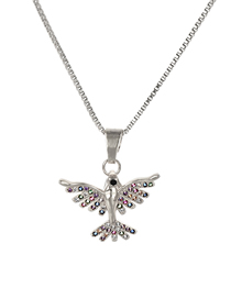 Fashion Silver Copper Inlaid Zircon Bird Necklace
