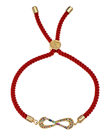 Fashion Bow Copper-set Zircon Red Cord Adjustable Bracelet