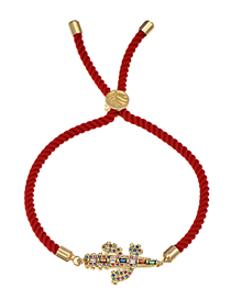 Fashion Cactus Copper-set Zircon Red Cord Adjustable Bracelet