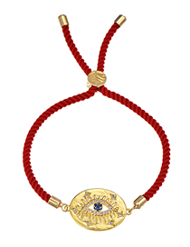 Fashion Eye Copper-set Zircon Red Cord Adjustable Bracelet