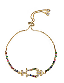 Fashion Hna Copper Inlaid Colorful Zircon Adjustable Bracelet
