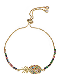 Fashion Pineapple Copper Inlaid Colorful Zircon Adjustable Bracelet