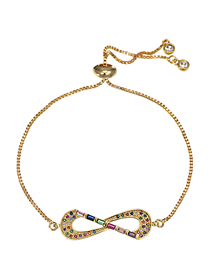 Fashion Bow Copper Inlay Zircon Gold Adjustable Bracelet