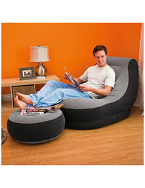Fashion Gray Flocking Single Inflatable Lazy Sofa Recliner