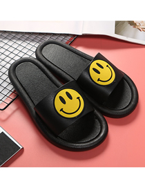Fashion Black Non-slip Smiley Face Indoor And Outdoor Parent-child Slippers