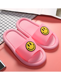 Fashion Pink Non-slip Smiley Face Indoor And Outdoor Parent-child Slippers