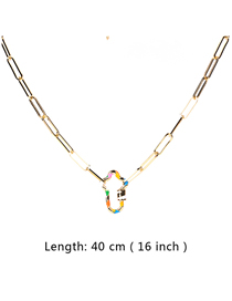 Fashion Cross-40cm Thick Chain Oil Drop Lightning Love Cross Geometric Hollow Necklace