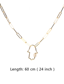 Fashion 60cm Thick Chain Micro-set Zircon Palm Alloy Necklace