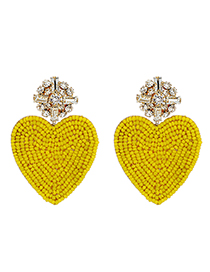 Fashion Yellow Love Pearl Stud Earrings