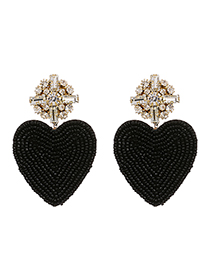 Fashion Black Love Pearl Stud Earrings