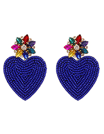 Fashion Blue Love Bead Stud Earrings