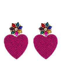 Fashion Rose Red Love Bead Stud Earrings