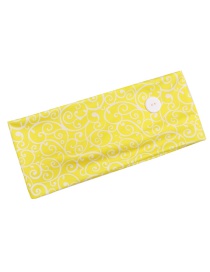 Fashion Yellow Pattern Button Headband Elastic Wide Side Hair Band