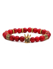 Fashion Red Pine Crown Beads Crown Shape Decorated Woven Bead Bracelet