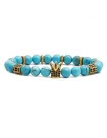 Fashion Blue Pine Beads Tiger Eye Turquoise Beaded Bracelet