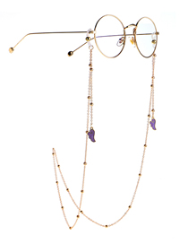 Fashion Purple Eyeglasses Chain With Dripping Wings And Color Retention Clip