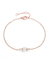 Fashion Rose Gold Fine-edged Bracelet With Pearl Chain