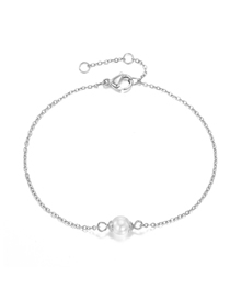 Fashion Steel Color Fine-edged Bracelet With Pearl Chain
