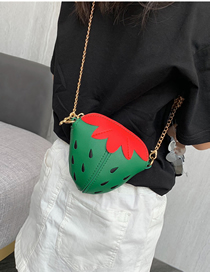 Fashion Green Strawberry Chain Children S Shoulder Crossbody Bag