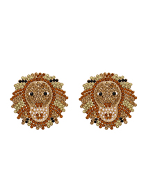 Fashion Brown Diamond-shaped Lion Alloy Geometric Earrings