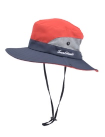 Fashion Two-color Children-scarlet Horsetail Hole Stitching Contrast Color Shrink Buckle Children Fisherman Hat