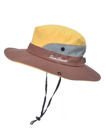 Fashion Two-color Children-yellow Horsetail Hole Stitching Contrast Color Shrink Buckle Children Fisherman Hat