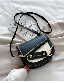 Fashion Black Embroidery Thread Flip Chain Shoulder Messenger Bag